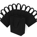 8x4x10" 12 Pcs. Medium-Small Black Reusable Tote Bags, Grocery Bags, Shopping Bags with Handles Eco Friendly- 100% Recyclable Bag