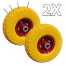 2X 10' Yellow & red Rubber Tyre Wheel Replacement No Flats Sack Truck Trolley