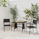 TALCUS Furniture-sets-3 Piece Outdoor Dining Set Poly Rattan Black
