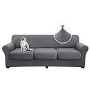 hyha 4 Pieces Couch Covers for 3 Cushion Couch Sofa, Sofa Covers Washable Soft Sofa Slipcovers, Stretch Couch Covers for Sofa Dogs, Furniture Protector with Elastic Straps (Sofa, Dark Gray)