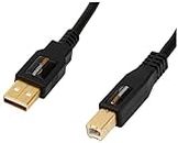 Amazon Basics - Cavo USB 2.0, A-maschio a B-maschio, con connettori placcati in oro (3 m) per Stampante, Nero