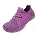 JIASUQI Womens Walking Shoes Breathable Wide Toe Barefoot Shoes Minimalist Zero Drop Shoes Fashion Sneakers for Running Workouts(Purple,6)