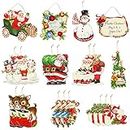 Clearance 19Pcs Christmas Tree Ornaments Vintage Santa Claus Merry Christmas Greetings Joy Sign Wooden Xmas Gift Box Reindeer Santa Boot Snowman Bell Hanging Ornament for Xmas Holiday Party Decoration