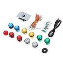 DIY Arcade Game Joystick Set for PC/for PS3/for Android System/for OS X Computer, USB Arcade Controller with Light, no Delay Operation & Easy Installation