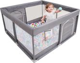 Baby Playpen, Large Baby Playpen for Toddlers, Sturdy Baby Play Yards with Soft 