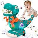 Thedttoy Baby Toys Musical Light Crawling Walking Dinosaur Toys for Boys Girls 12 18 24 Months, Baby Musical Toy Sound Toys Birthday Present Dino Gifts for Kids Toddler Age 1 2 3 4+ Years Old (Green)