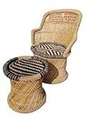 Handmakers Natural Black & Beige Mudda Chair Set 1 Chair + Stool | Eco Furniture