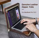 Leather 13.3 inch Zipper Folio Hand Bag Case Cover For MacBook Air13 Pro 13