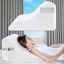 DIVETE Reading Pillow for Adults with Cover, Memory Foam Bed Wedge Pillow, Ergonomic Bed Pillow for Sitting Up in Bed, for Relaxing, Reading, or Watching TV, Neck and Back Pain Relief