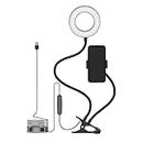 Amazon Basic 3.5" LED Selfie Ring Light with Phone Holder, Flexible Arm Desk Mount Clamp for Live Stream, Makeup, Online Meetings, Recording, Photography, USB Reading Light | 3 Color