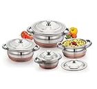 KLASSI KICHEN Stainless Steel 4 Pcs Handi Set with lid Copper Finish Induction Bottom Cookware Set