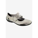 Wide Width Women's Chelsea Mary Jane Flat by Ros Hommerson in Silver Iridescent Leather (Size 6 W)