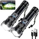 MILAOSHU Rechargeable Flashlights 900,000 High Lumens - 2 Pack, Super Bright 12 Hours Long Life LED Flashlight with 5 Modes, High Powered Flash Light for Home, Outdoor