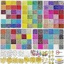 54000pcs Glass Seed Beads for Jewelry Making Kit, 120 Colors 2mm Small Beads Kit Bracelet Beads with Letter Evil Eye Beads Jump Rings & Charms Pendants for Bracelets Making, DIY, Art and Craft