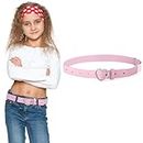 Monopa Kids Elastic Belt for Girls - Adjustable Toddler Stretch Belt for Girls and Boys 3-16 Years (Heart Belt, Pink)