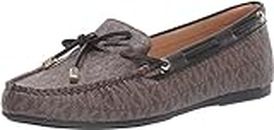 Michael Kors Sutton Women's Leather Slip On Flat Moccasin Loafer Brown 9.5