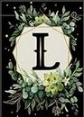 Stosts Monogram Letter L Black Small Garden Flag, Family Last Name Initial Wreath Decorative Yard Outside Decorations, Spring Summer Eucalyptus Leaves Outdoor Home Decor Double Sided 12 x 18
