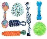 Agirav Dog Rope Toys + Dog Toys + Chew Toys + Toys for Puppy + Chew Hard Spike Bone for Dog + Dog Cotton + Poly Mix Chew Toys, Combo Pack of 7 (Color May Vary)