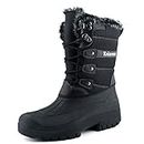 Knixmax Bottes Neige Femme Chaussures Hiver imperméable Chaudes Bottes de Randonnée Marche Montange Jardin Noir EU 38