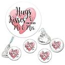 Chocolate Drop Labels Stickers, Hugs & Kisses from The New Mr. & Mrs, 300 Pack, Fits Hershey's Kisses Party Favors, Wedding Stickers, Perfect for Weddings, Bridal Shower Engagement Party.