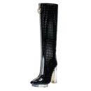 Versace Women's Perforated Leather High Heel Platform Boots Shoes US 7 IT 37