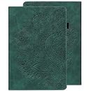 GLANDOTU Case for Amazon Kindle Fire HD 10 (9th Gen 2019 / 7th Gen 2017) PU Leather Case lightweight Folio Flip Tablet Embossed Leather Cover Case with fold Stand Protective Shell - Green