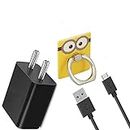 Fast Charger Compatible for Motorola Moto E5 Cruise/Moto E5 Play Go/Moto E5 Play/Moto E5 Plus/Moto E5 Mobile Smartphone Charger, with 1 Meter Micro USB Charging Cable + Free Mobile Stand (Black)