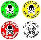 4pcs Not My Circus Not My Monkeys, Hard Hat Sticker, 2 inches - Hardhat Laborer Construction Decal Oilfield Hard Hat StickerF