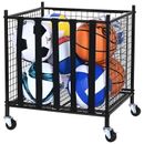 Rolling Sports Ball Storage Cart Garages Sports Equipment  Indoor Outdoor