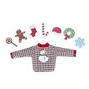 E-TING Santa Clothing Christmas Accessories for elf Doll (Sweater Set - 1 Sweater + 8 Attachable Decals)