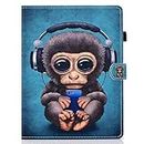 WDSUN Case for 9 to 10.5 Inch Tablet, Folio Protective Cover for YOTOPT 10.1 Inch, Huawei MediaPad T3 T5 10, Samsung Tab A 10.1/Tab E 9.6, Asus ZenPad 10, Lenovo TB-X103F, Monkey