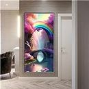 Diamond Art Rainbow Bridge Diamond Painting Kits for Adults 20x10in, DIY 5D Crystal Art Paint by Number for Kids Full Drill Diamond Dots Embroidery Paintings for Wall Art Home Decor 50x25cm W-9240