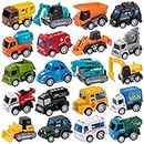 20 Piece Die-Cast Pull Back City Cars and Trucks Toy Vehicles Set,Mini Friction Powered Alloy Metal Car Toy Playset Party Favor for Toddler Boy Girl