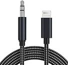 CASOSHIELD Cable Compatible with iPhone Aux Cord for Car Stereo, Lightning to 3.5mm Audio Cable for iPhone 13 12 11 XS XR X SE2 8 7 to Car Stereo/Home Stereo/Speaker/Headphone, Black