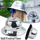 Glitter Mirror Disco Bucket Hat Full Sequin Disco Ball Hat DJ Club Bar Party Cap