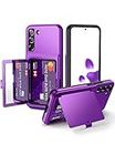 WeLoveCase Samsung Galaxy S22 Plus Case Wallet Case with Credit Card Holder & Hidden Mirror, All-Round Protection Shockproof Phone Cover Designed for Samsung Galaxy S22 +, 6.6 Inch Purple