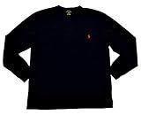 Polo Ralph Lauren Men's Long Sleeve Crew Neck Pony Logo T-Shirt (Large, Black/Red Pony)