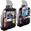 Car Seat Organiser,2 Pack Baby Backseat Car Organiser for kids,Car Seatback Protector with 10inch Tablet Holder,Backseat Kick Mats Cover with 6 Storage Pockets,Car Accessories for Family Road Trip