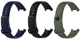 TechMount Soft Silicone Classic Combo Strap Bands for Redmi Smart Band Pro Smart Watch Only, Comfort and Flexible Straps for Men Women and Boys & Girl (BLACK- NAVY BLUE- GREEN)