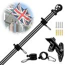 NQ 6FT (1.8M) Flag Pole for Garden with Flag Pole Holder, Stainless Steel Flag Pole Kit for House, Flag Pole for Outdoor, Wall Mounted Flag Pole (Black)