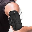 CQLEK® Sport Armband Waterproof , Unisex Running Jogging Gym Arm Band Case for Mobile - Fitness Exercise with Adjustable Elastic Rugged Armband Case Phone Holder Strip Neoprene Water Resistant Washable Outdoor Sports, All Smart Phones - Support upto 6.2 inches (Black)