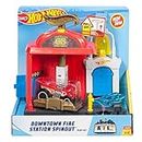 Hot Wheels Downtown Fire Station Spinout Vehicle Playset