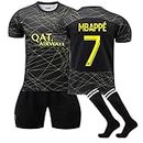 Umiquansome PSG Tracksuit Kits for Boys 23/24 New Paris Tracksuit Home Away Football Kit for Kids Outdoor Sports Football Jersey Training Equipment Kids/Adult PSG Football Shirts Shorts and Socks Set