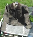 WOMENS AMERICAN EAGLE JACKET-DARK KHAKI GREEN-PILE LINED-BUTTON FRONT-SIZE L