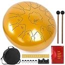 Steel Tongue Drum, lotmusic 13 Notes 12 Inches Percussion Instrument Tank Drum C key Handpan Drum Kit with Drum Mallets Padded Travel Carry Bag Music Book and Finger Picks for Beginner Adult Kids