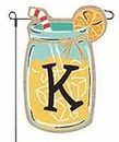 JEC Home Goods Home Garden Flags Monogram Lemonade Mason Jar Burlap Summer Garden Flag 12.5 x 18 (Letter K)