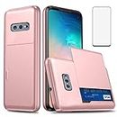 Asuwish Phone Case for Samsung Galaxy S10e with Tempered Glass Screen Protector and Credit Card Holder Wallet Cover Hard Hybrid Cell Accessories Glaxay S 10e Gaxaly 10se Galaxies Se10 Women Rosegold