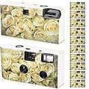 12 Pack Disposable Camera for Wedding Single Use Film Camera with Flash for Wedding, Anniversary, Travel, Camp, Party Supply (Yellow Rose)