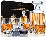 LIGHTEN LIFE Whiskey Decanter Set with Bar Accessories,Crystal Whiskey Decanter and Glass Set in Gift Box,Non-Lead Bourbon Decanter Set for Rum Scotch,Wedding Anniversary Birthday Gift for Men Him Dad
