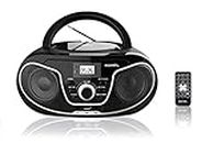 Roxel RCD-S70BT Portable Boombox CD Player with Remote Control, FM Radio, USB MP3 Playback, 3.5mm AUX Input, Headphone Jack, LED Display Wireless Music Streaming(Black)